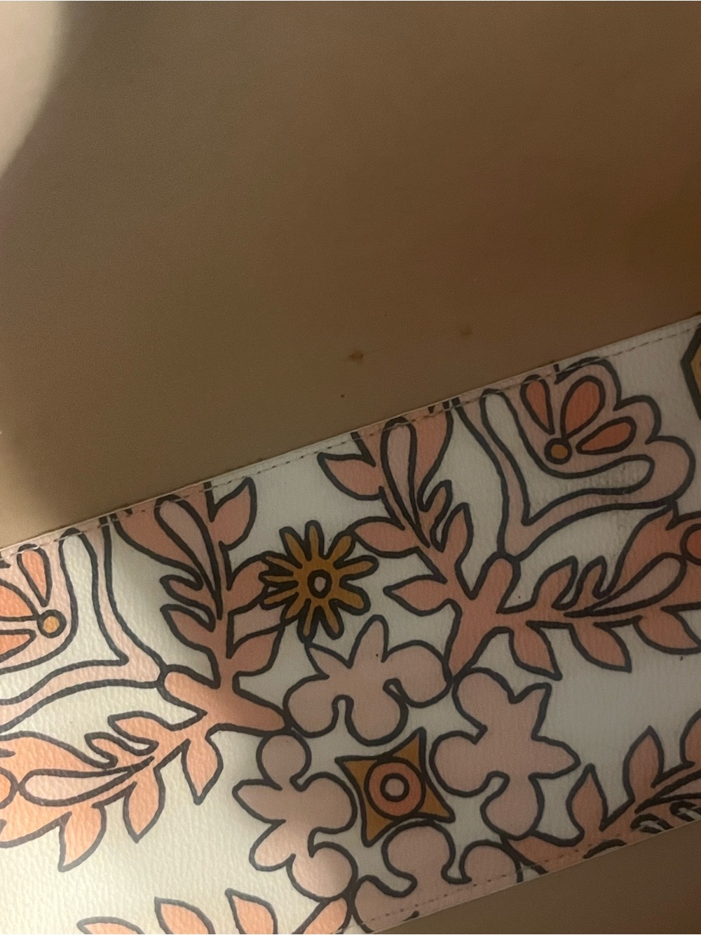 Tory Burch Cream Canvas Floral-Print Tote with Tan Leather Handles - Picture 14 of 15